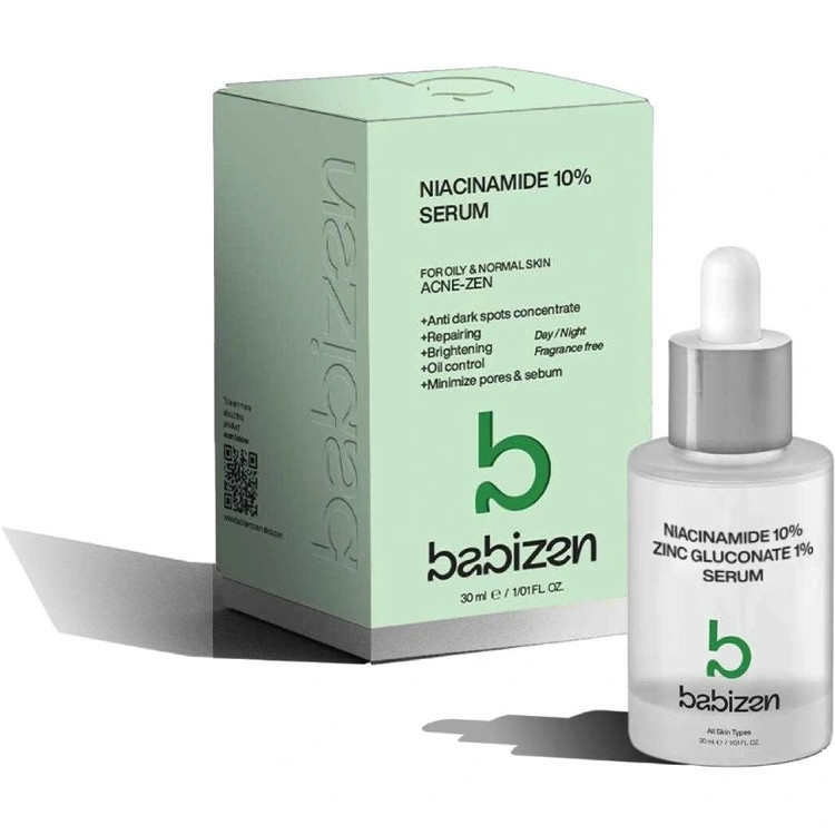 بابیزن - سرم ضدلک پوست مدل Niacinamide 10% + Zinc Gluconate 1% مناسب برای پوست چرب و نرمال حجم 30 میلیلیتر